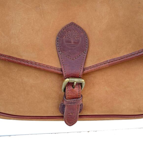Western Timberland Crossbody | Camel Nubuck Leather Bag | Brass Hardware & Charm - Picture 12 of 16